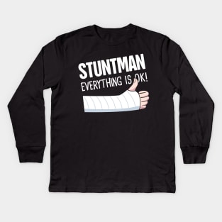 Stuntman Fractured Broken Wrist Get Well Gift Kids Long Sleeve T-Shirt